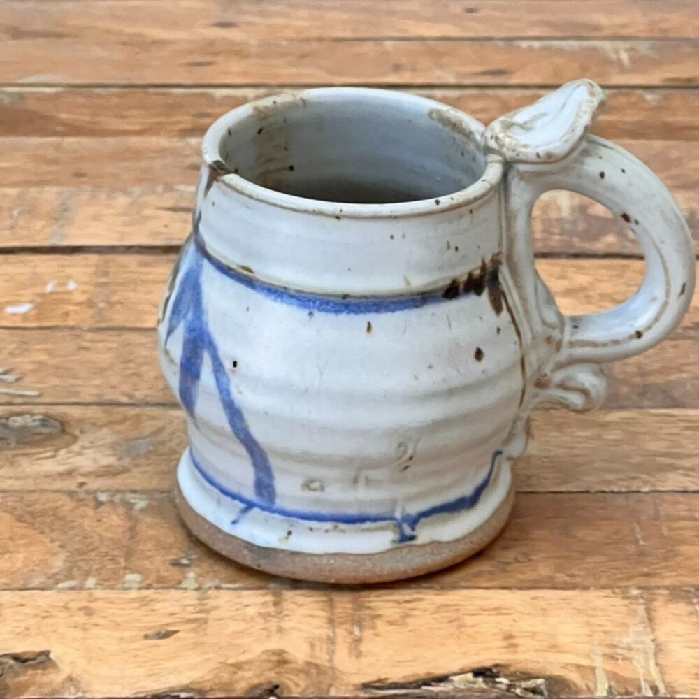 Vintage 1994 Studio Art Pottery Bill & Liane Sims Mug 4.5" Grey Blue Glaze